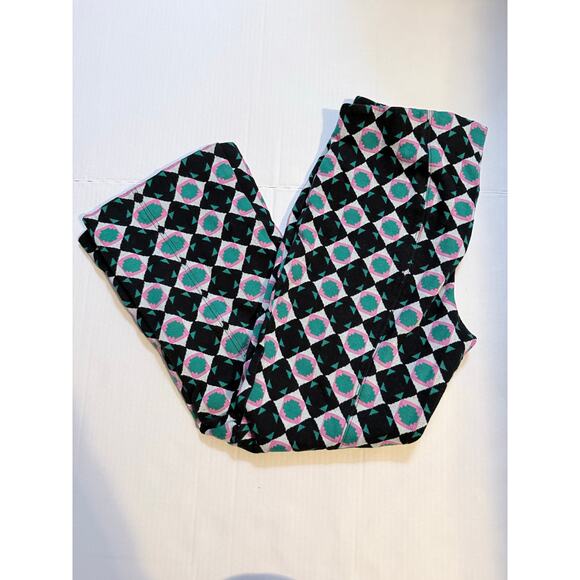 Maeve ANTHROPOLOGIE The Margot Kick Flare Crop Pants S Green Pink Geometric - Picture 1 of 9